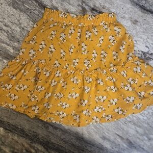 Yellow Floral Ruffle Mini Skirt